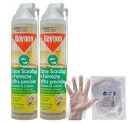 SET: 2x Spray SCARAFAGGI E FORMICHE Extra Precision, Protezione Cucina. Applicazione Mirata, Efficace Fino a 4 Settimane 400ml + 100pz Guanti HDPE Monouso