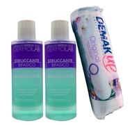 SET: 2x Struccante BIFASICO WATERPROOF Per Occhi e Labbra, Anche Per Occhi Sensibili. Elimin Il Trucco a Lunga Tenuta 150ml + Dischetti Di Cotone Struccanti ORIGINAL, Confezione Da 60 Dischetti