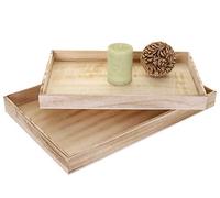 Set 2x vassoi da cucina shabby vintage T285 legno paulonia design decorativo naturale