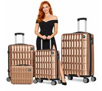 Set 3+1 Valigie e Beauty Case da Viaggio Oro Rivestimento Rigido e Resistente
