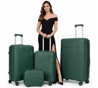 Set 3+1 Valigie Rigide Beauty Case Bagaglio Trolley Verde Oliva Ruote Easy Roll