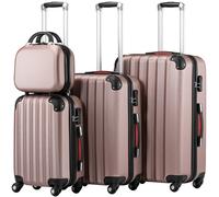 Set 3+1 Valigie Rigide Easy Roll Trolley Bagaglio e Beauty Case da Viaggio Rosa