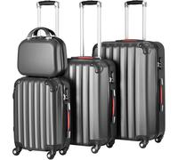 Set 3+1 Valigie Rigide Easy Roll Trolley Bagaglio e Beauty Case Viaggio Grigio