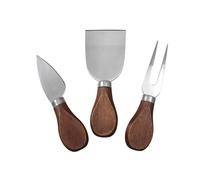 Set 3 accessori per formaggio, con manico in lagno di acacia e parte funzionale in acciaio, 2,5 x 7,9 x 33,5 cm, Sybaris, (colore: argento), quantità: 1 pezzo)