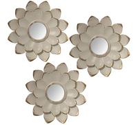 SET 3 ADORNOS PARED FLOR MELAMINA BLANCO VIEJO C/ESPEJO_°25CM