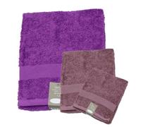 Set 3 Asciugamani Bagno Bicolore 100% Cotone spugna 560gr/mq viso ospite doccia