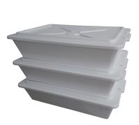 Set 3 Bacinelle frigo con coperchio LT 13 Bianca vaschette sovrapponibile 52x34x