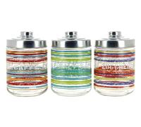 Set 3 Barattoli da Cucina in Vetro Sale Zucchero Caffè Caraibi