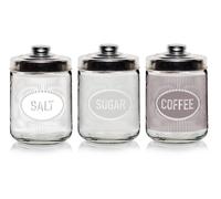 Set 3 Barattoli da Cucina in Vetro Sale Zucchero Caffè Dune 800 cc
