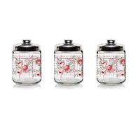 Set 3 Barattoli da Cucina in Vetro Sale Zucchero Caffè Rosalia 800 cc