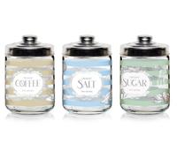 Set 3 Barattoli da Cucina in Vetro Sale Zucchero e Caffè Season 800 ml
