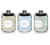 Set 3 Barattoli da Cucina in Vetro Sale Zucchero e Caffè Season 800 ml