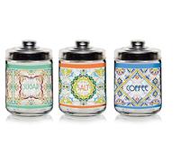 Set 3 Barattoli da Cucina Sale Zucchero Caffè in Vetro Valencia 800 cc