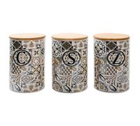 Set 3 barattoli in ceramica con coperchio ermetico Ø 11 x h 16 cm - 1 l - Ostuni