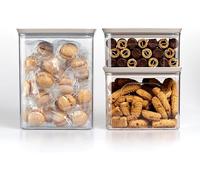 SET 3 BARATTOLI rett TOSCA BIANCO/TORTORA in plastica trasparente tappo ermetic