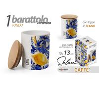 SET 3 Barattoli Sale Zucchero Caffè Tris Contenitore TONDO BLU LIMONI 1310 cm