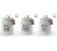 SET 3 Barattoli Sale Zucchero Caffè Tris Contenitori CERAMICA STILE 1712 cm