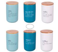 Set 3 barattoli sale, zucchero e caffè 1000 ml in ceramica e bambù, Victionary