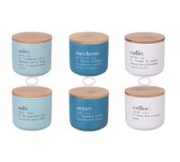Villa d'Este Home Tivoli Set 3 barattoli sale, zucchero e caffè 500 ml in ceramica, coperchio in bambù, Victionary