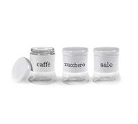 Set 3 barattoli tris barattolini cucina sale-zucchero-caffè in vetro 55cl