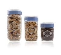 SET 3 BARATTOLI VETRO 1000,660,625 ML PER CAFFE' ZUCCHERO E ALIMENTI VARI COLORI