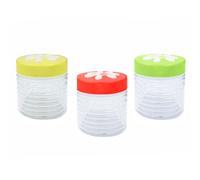 SET 3 BARATTOLI VETRO COPERCHIO GIALLO,ROSSO,VERDE 12X11CM PER CAFFE' ZUCCHERO