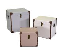 Set 3 Bauli Quadrati in Similpelle Grigi