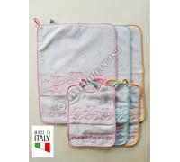 SET 3 BAVAGLIE+3 SALVIETTE BAMBINO BAMBINA CON RICAMO DA RICAMARE PUNTO CROCE