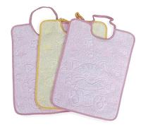 SET 3 Bavaglini BAVETTE bambino COCCOLE cm. 29x35 bavaglio con elastico Puro cotone - 3 PEZZI BAMBINA FEMMINA
