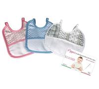SET 3 BAVAGLINI BAVETTE bambino PIPPÌU © cm. 16x18 misura MINI bavaglio con lacci con tela aida - 3 PEZZI BAMBINA FEMMINA