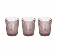 Set 3 Bicchieri Ciclamino Cc300 Diamante Vetro Trasparente Colore Rosa