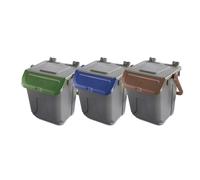 Set 3 bidoni raccolta differenziata con sportelli basculante colorati - 25 litri