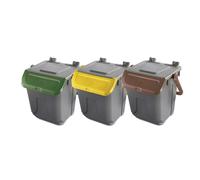 Set 3 bidoni raccolta differenziata con sportelli basculante colorati - 25 litri