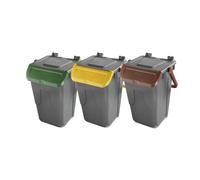Set 3 bidoni raccolta differenziata con sportelli basculante colorati - 35 litri