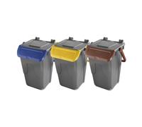 Set 3 bidoni raccolta differenziata con sportelli basculante colorati - 35 litri