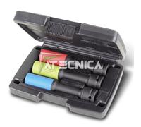 Beta 720L 3 - Serie di 3 chiavi a bussola macchina lunghe colorate con inserti polimerici per dadi ruote in valigetta di plastica