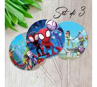 Set 3 Cake Topper Spiderman Torta Compleanno Bambini Spidey Amazing Friends