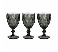 Set 3 Calici Grigio Cc320 Rombus In Vetro Trasparente Colore Grigio