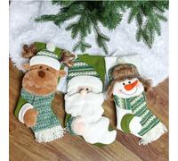 Set 3 Calze Natalizie Festive con Pupazzo di Neve 3D Babbo Natale e Renne