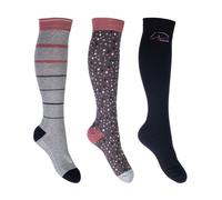 Set 3 Calzini da equitazione per donna e ragazza modello Miami Hkm Sports Equipm