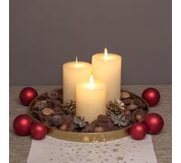 Set 3 Candele Cilindriche MF Moving Flame a Coste aVORIO