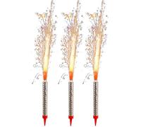 Set 3 Candele Fontana 12cm per feste compleanno decorazione torta (Argento)