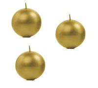 Set 3 Candele in oro Rotonde a Palla Ø7,5cm sfera Decorativa in Cera per Candeli