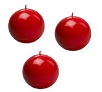 Set 3 Candele Rosse Rotonde a Palla Ø7.5 cm sfera Decorativa in Cera per Candeli