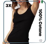 Set 3 Canottiera Intima Donna Spalla Larga in 100% Cotone Puro Canotta Intimo da