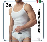 Set 3 Canottiera Uomo Spalla Stretta Intima in COTONE 100% Canotta Spallina da