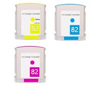 SET 3 CARTUCCE COLORI N°82 69ml Compatibile Con Plotter Hp DesignJet 510
