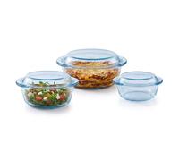 Set 3 Casseruole Py-rex Ovali in Vetro Borosilicato con Coperchio Trasparente