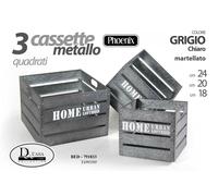 SET 3 CASSETTE CASSETTINE HOME PORTA OGGETTI IN METALLO MARTELLATO BED-791833