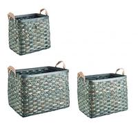 Set 3 Ceste 2 Maniglie Lisette Rettangolari Verde in Legno